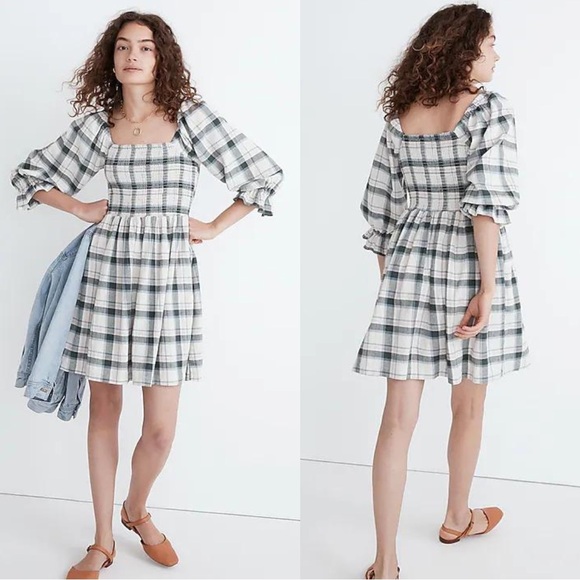 Madewell Dresses & Skirts - Madewell Smocked Plaid Mini Dress